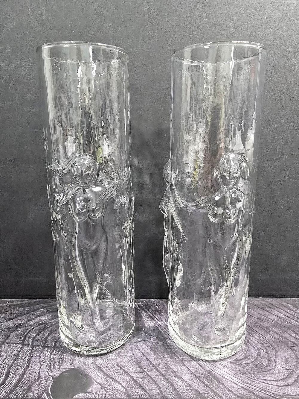 RARE Vintage Libbey La Femme Nude Glasses - Stunning MCM Pair! 1970's